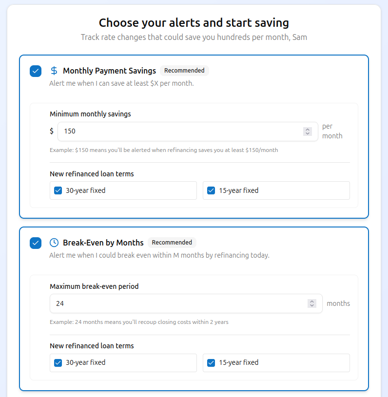 Screenshot showing savings alert.